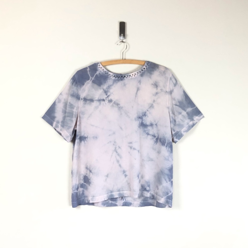 vintage 90s tie dye silk tee | 1990s pale pastel t shirt | grunge boho hippie
